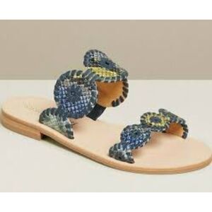 Jack Rogers Lauren Exotic Snake Sandal Blue Gold Size 7.5 EUC